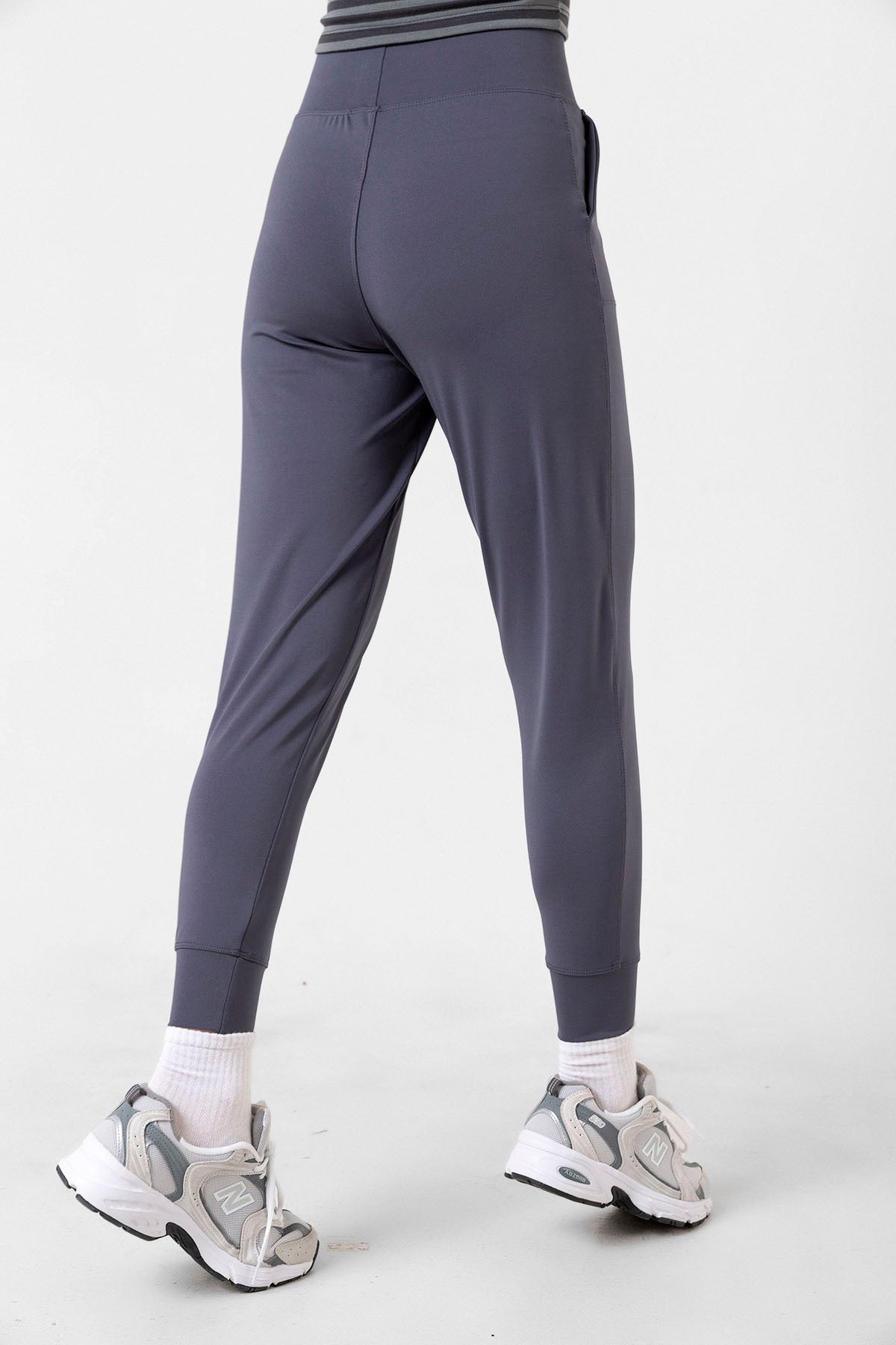 Beli Lastikli, Çift Cepli, toparlayıcı Yüksek Bel Jogger Eşofman Altı Joggers