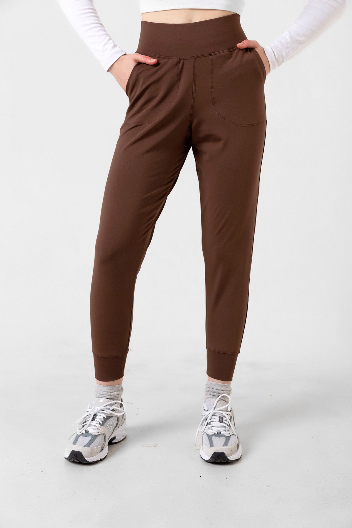 Beli Lastikli, Çift Cepli, toparlayıcı Yüksek Bel Jogger Eşofman Altı Joggers