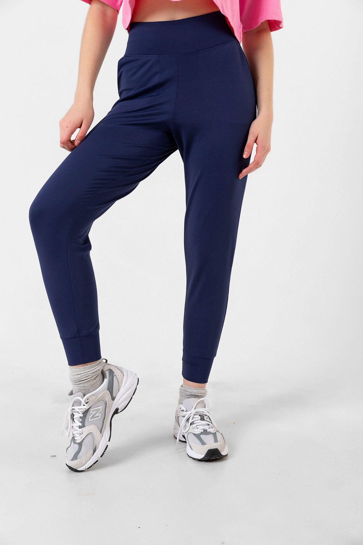 Beli Lastikli, Çift Cepli, toparlayıcı Yüksek Bel Jogger Eşofman Altı Joggers
