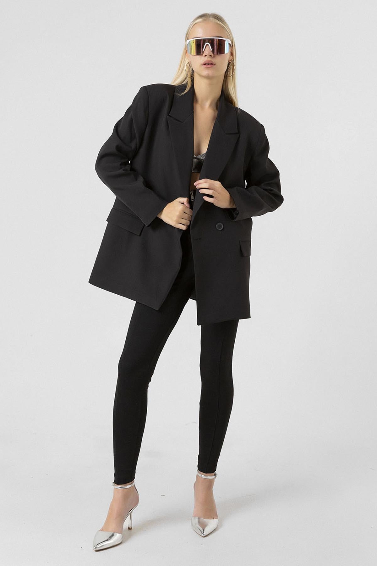 Feminen Kesim Regular Fit Klasik Kruvaze Blazer Kadın Ceket