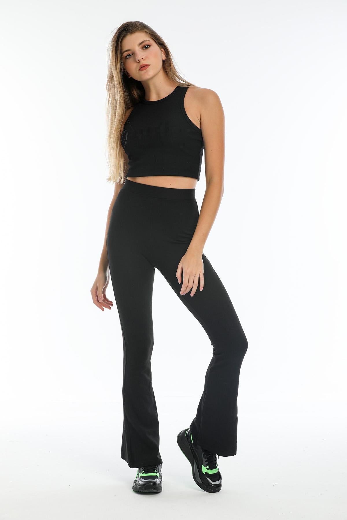 İspanyol Paça Çelik Örme Toparlayıcı, Fit and Flare, Kadın Tayt