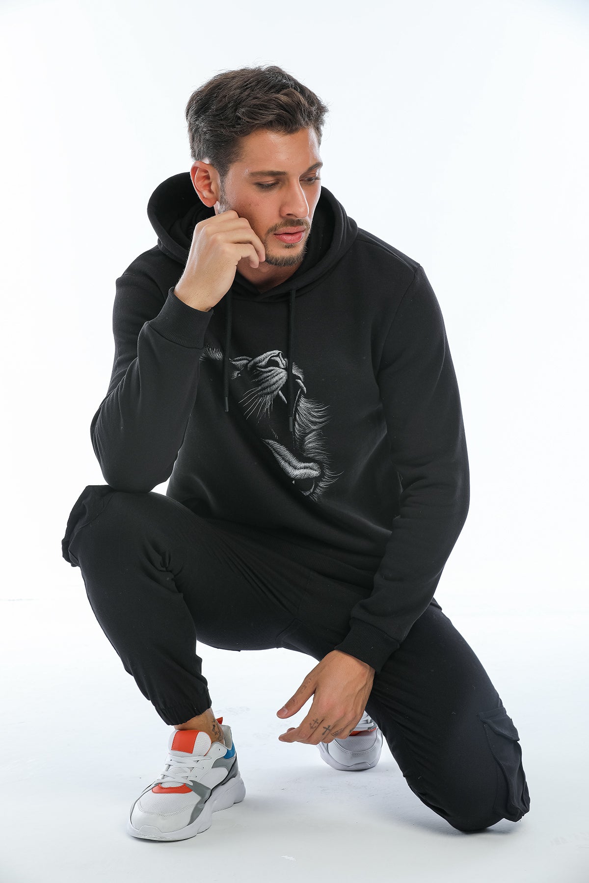 Kargo Cepli, Fermuarlı Paça Lastikli Esnek Kumaş Slim Fit Gabardin Erkek Kargo Pantolon