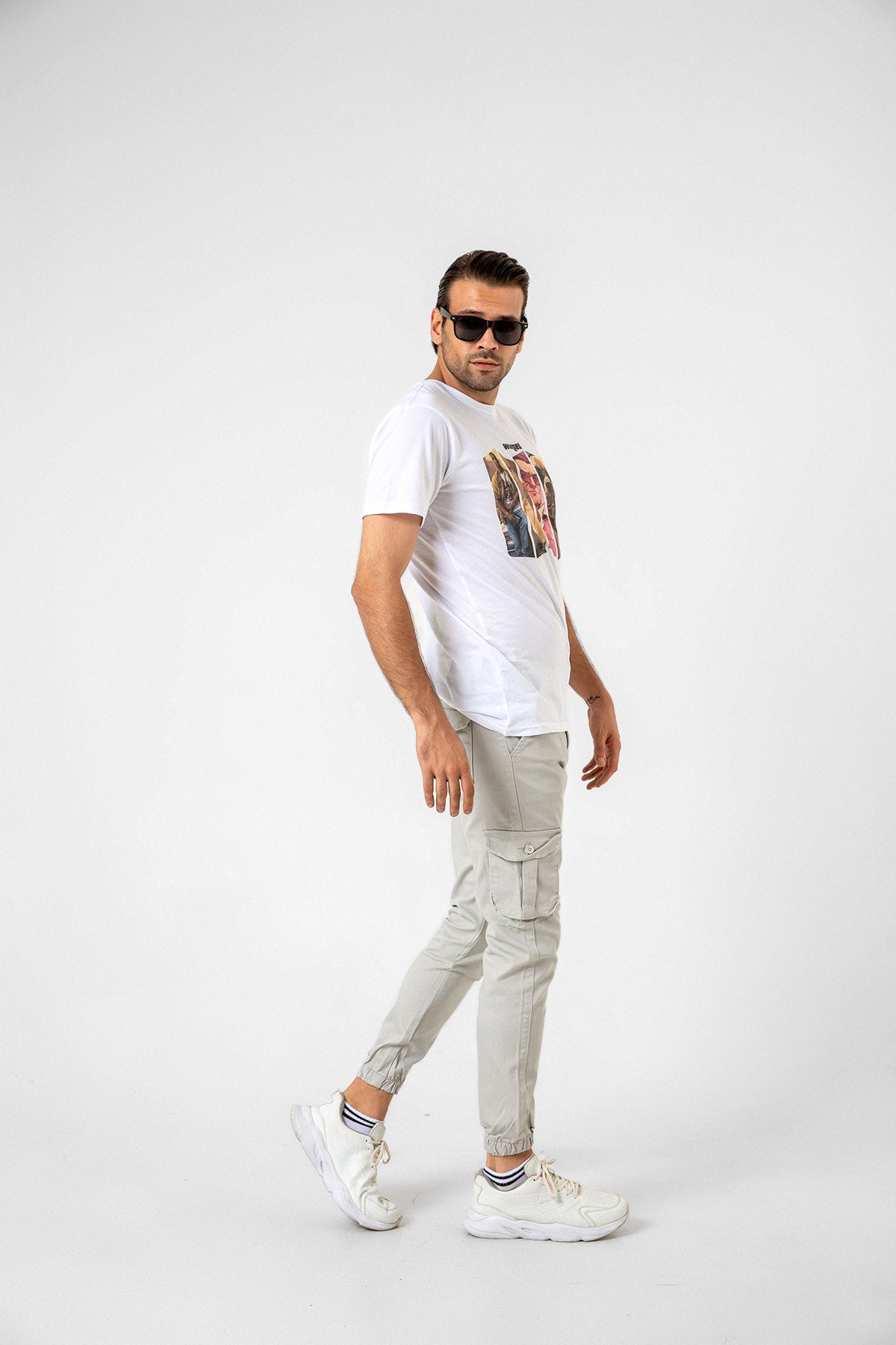 Kargo Cepli, Fermuarlı Paça Lastikli Esnek Kumaş Slim Fit Gabardin Erkek Kargo Pantolon