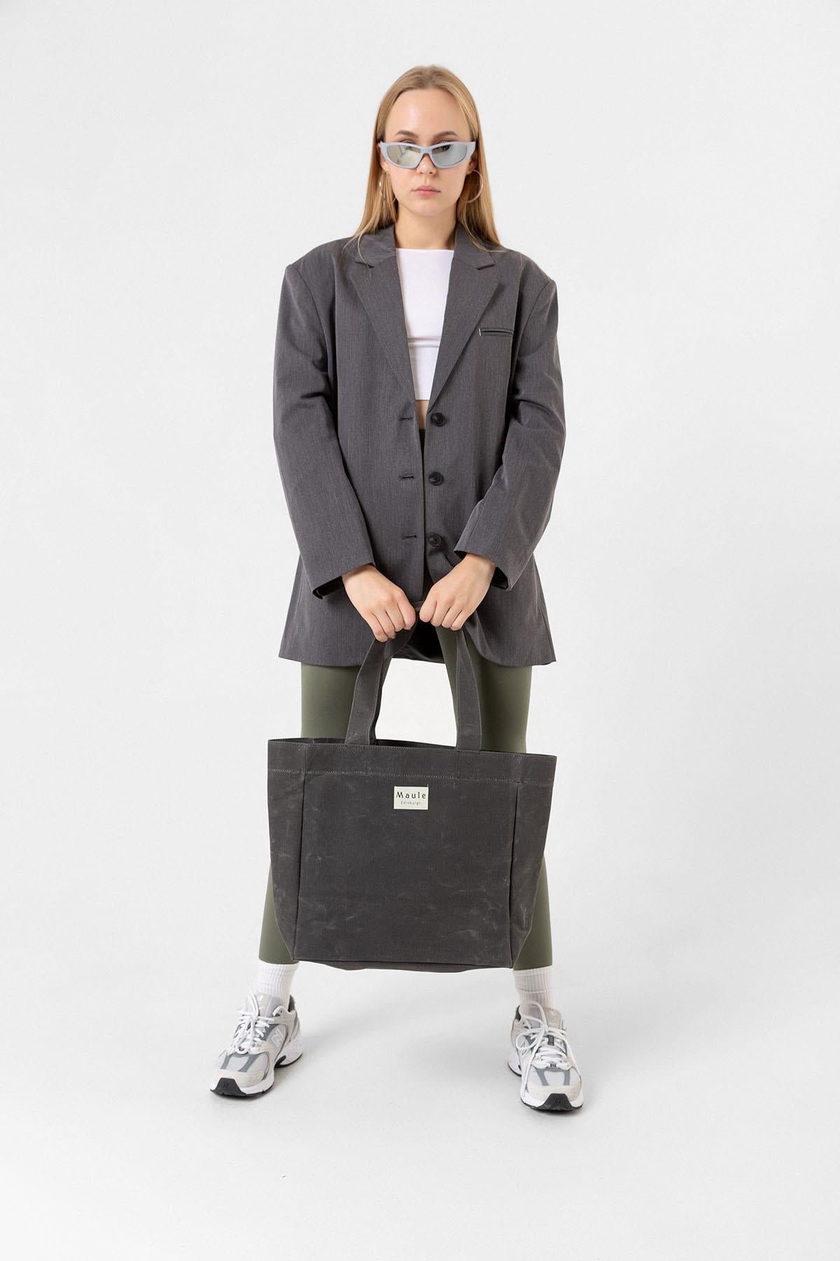 Maule Ortaboy Mumlu Kanvas %100 Pamuk Kadın Omuz Çantası Tote Bag