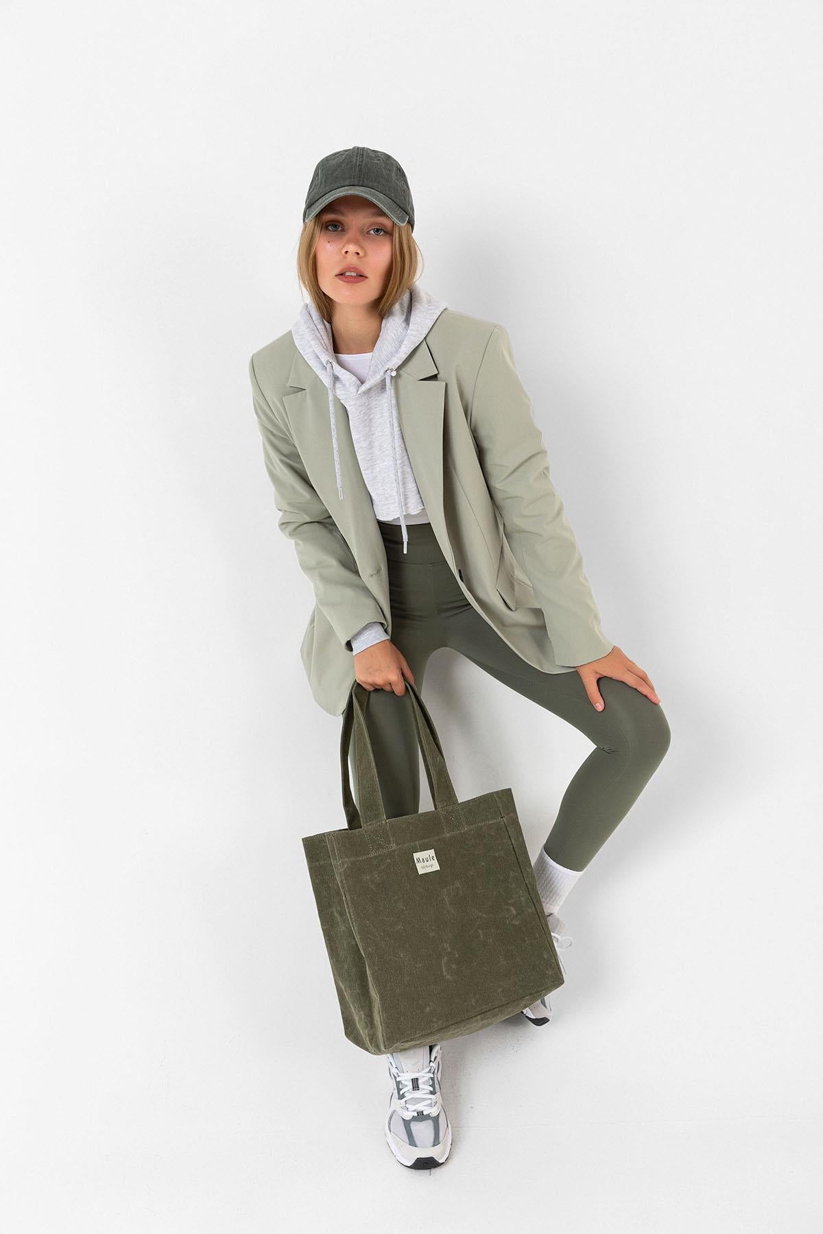 Maule Ortaboy Mumlu Kanvas %100 Pamuk Kadın Omuz Çantası Tote Bag
