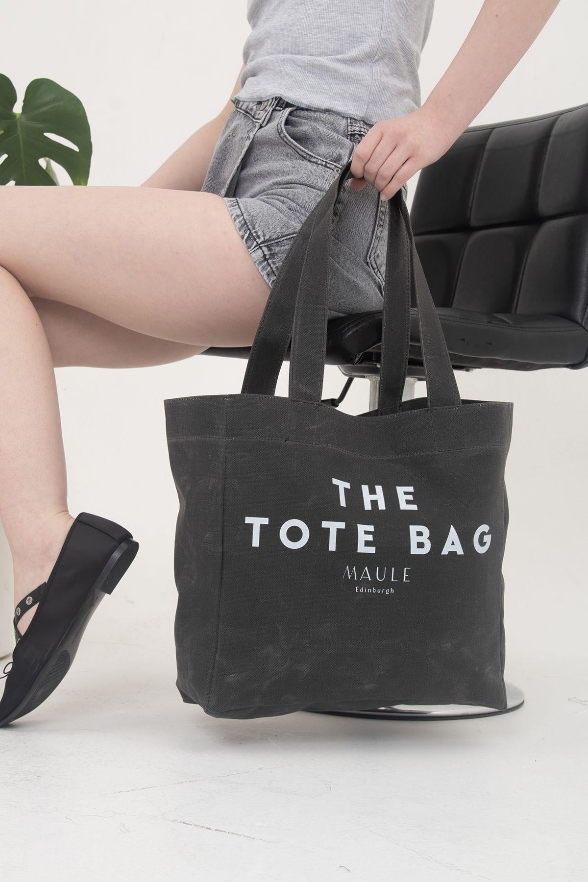 Maule TOTE BAG baskılı Ortaboy Mumlu Kanvas %100 Pamuk Kadın Omuz Çantası