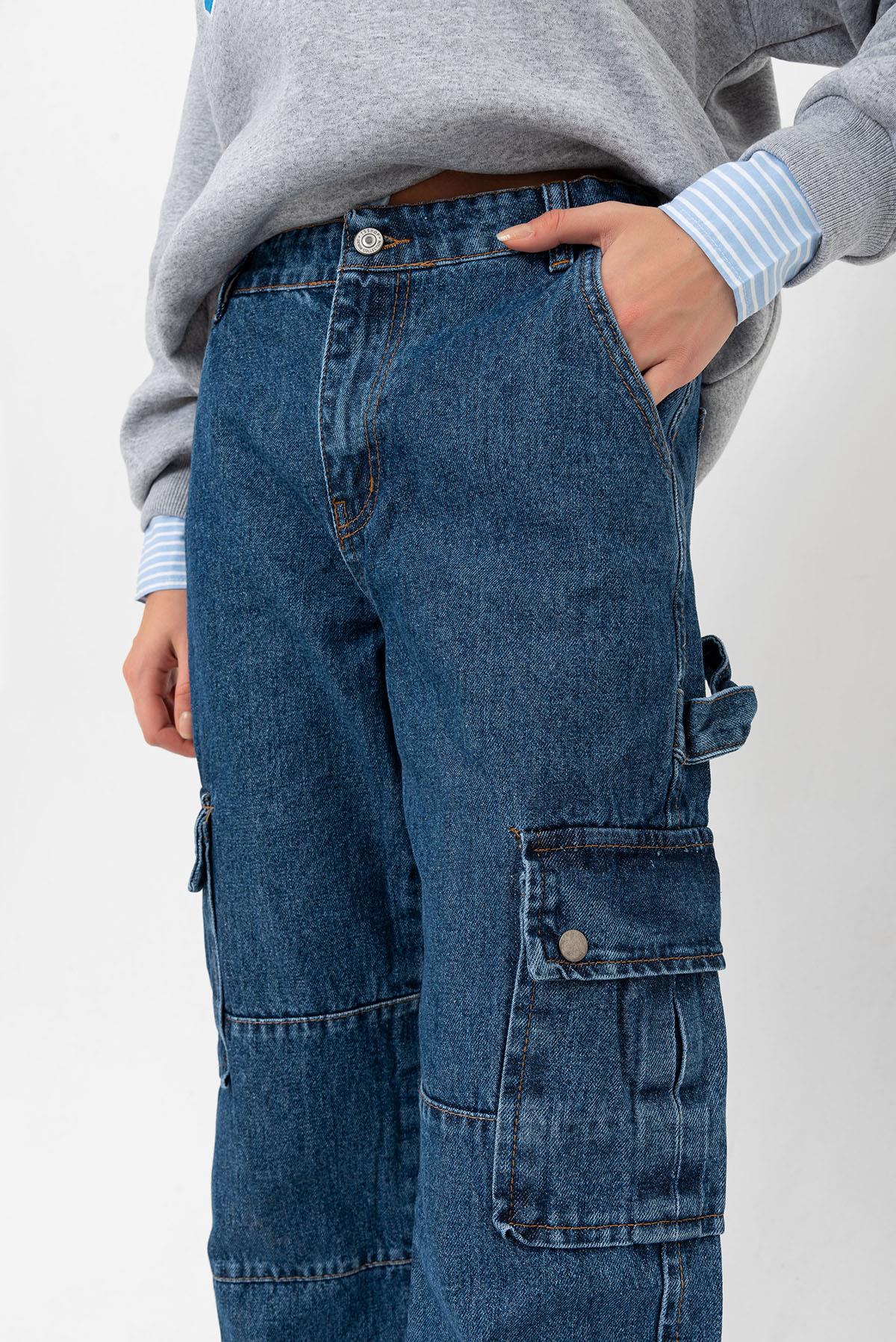 Geniş Paça Yüksek Bel Gabardin Kargo Kadın Pantolon