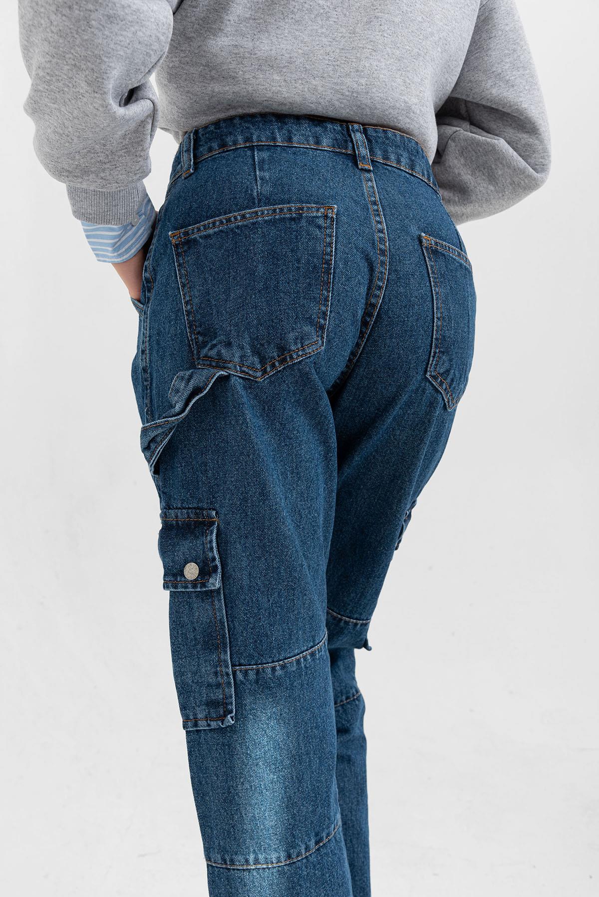Geniş Paça Yüksek Bel Gabardin Kargo Kadın Pantolon