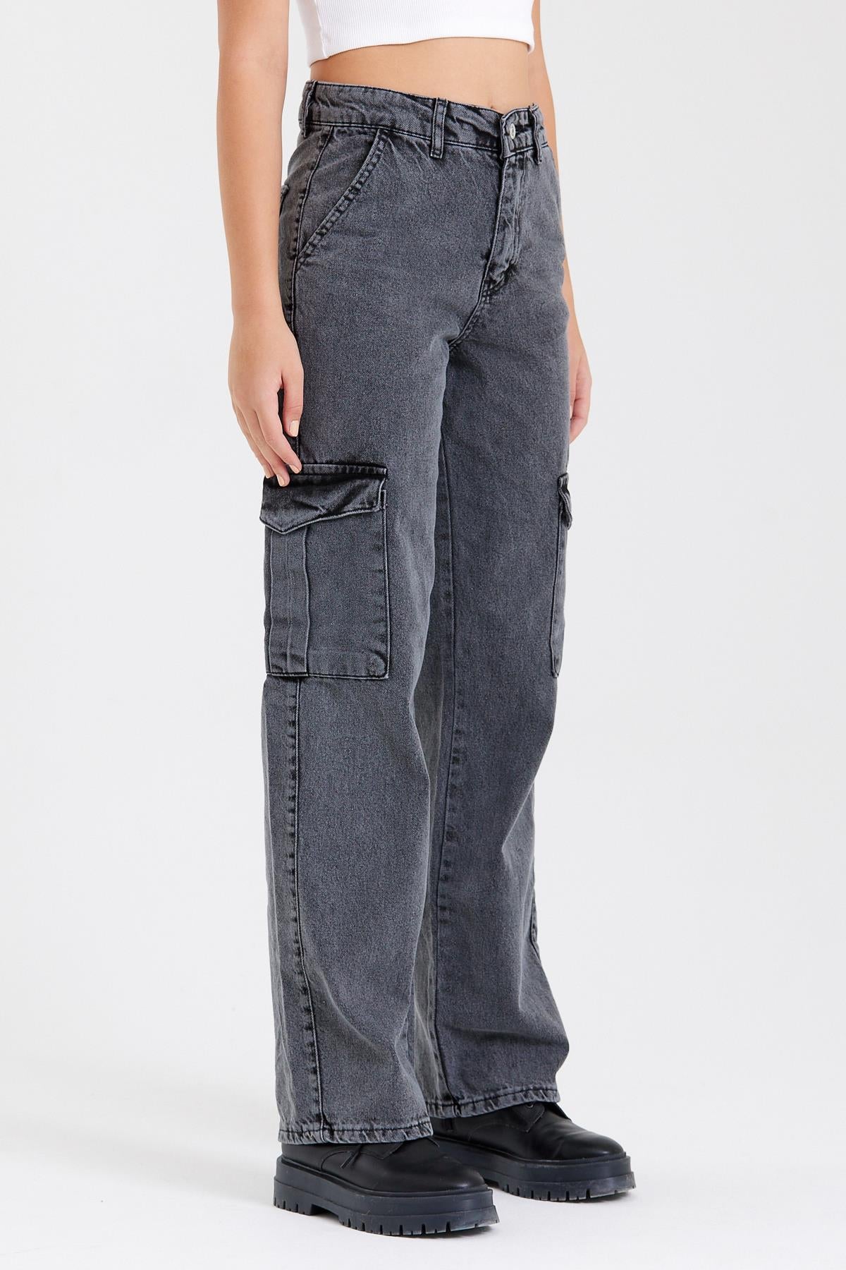Large Paça High Waist Palazzo Cargo Women's Pants