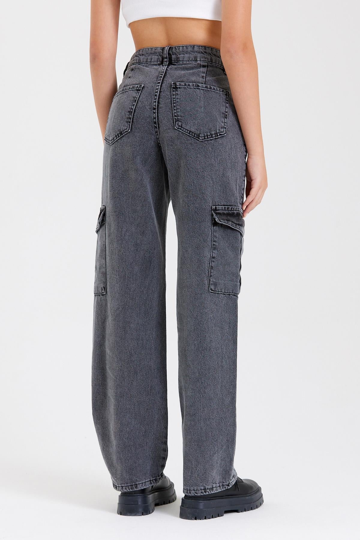 Large Paça High Waist Palazzo Cargo Women's Pants