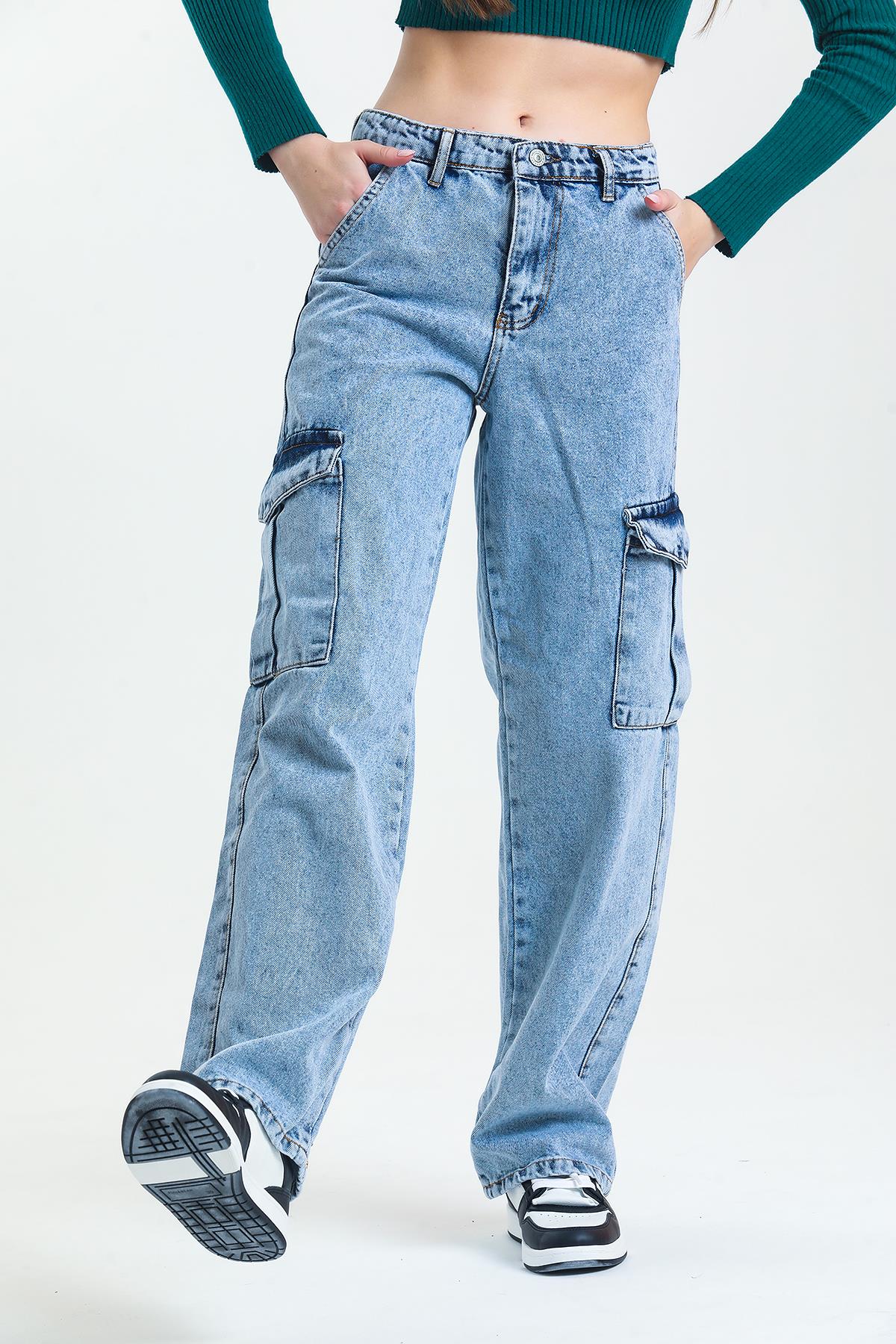 Large Paça High Waist Palazzo Cargo Women's Pants