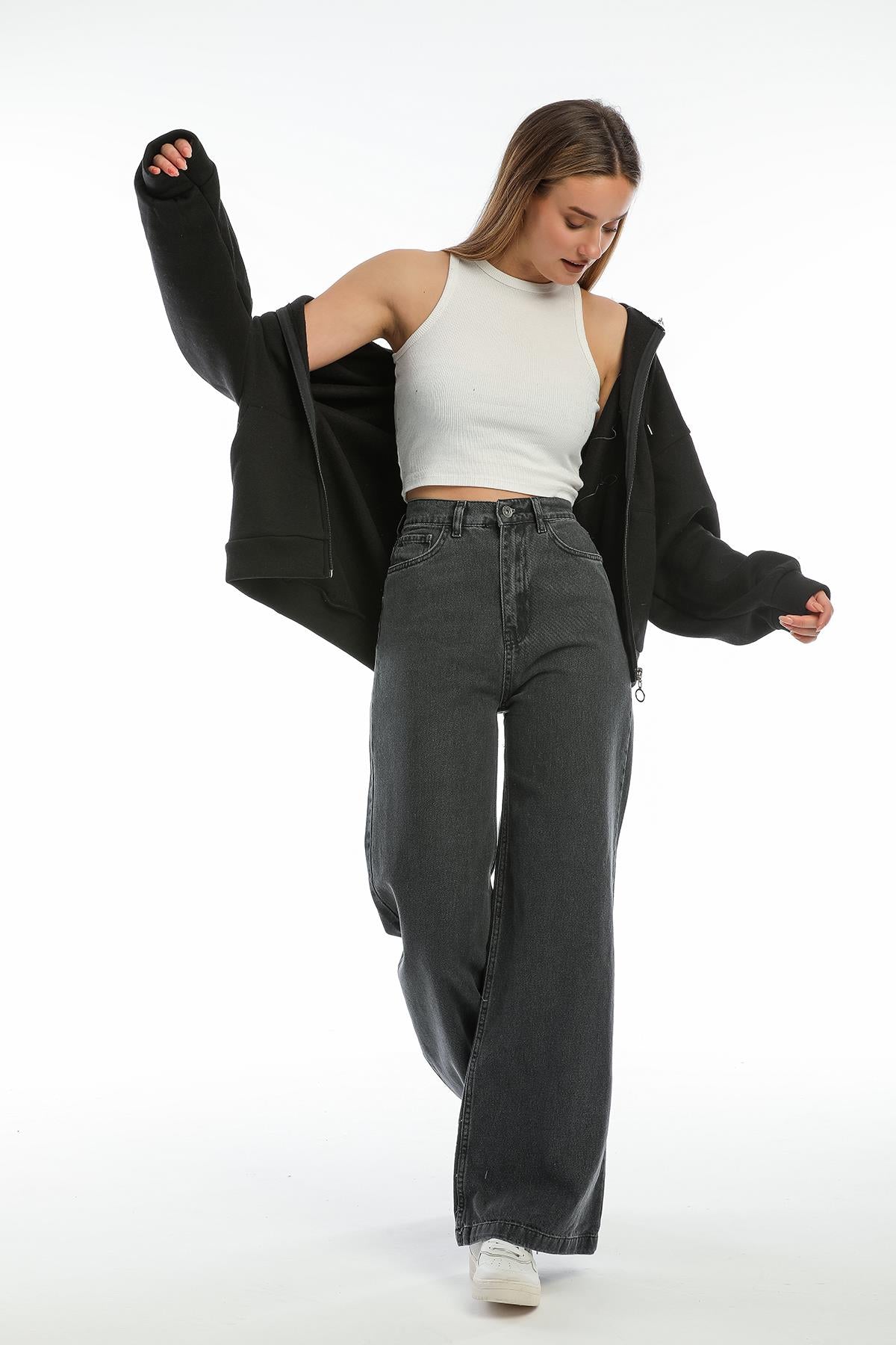 High waist wide trotting wide leg jeans women jeans