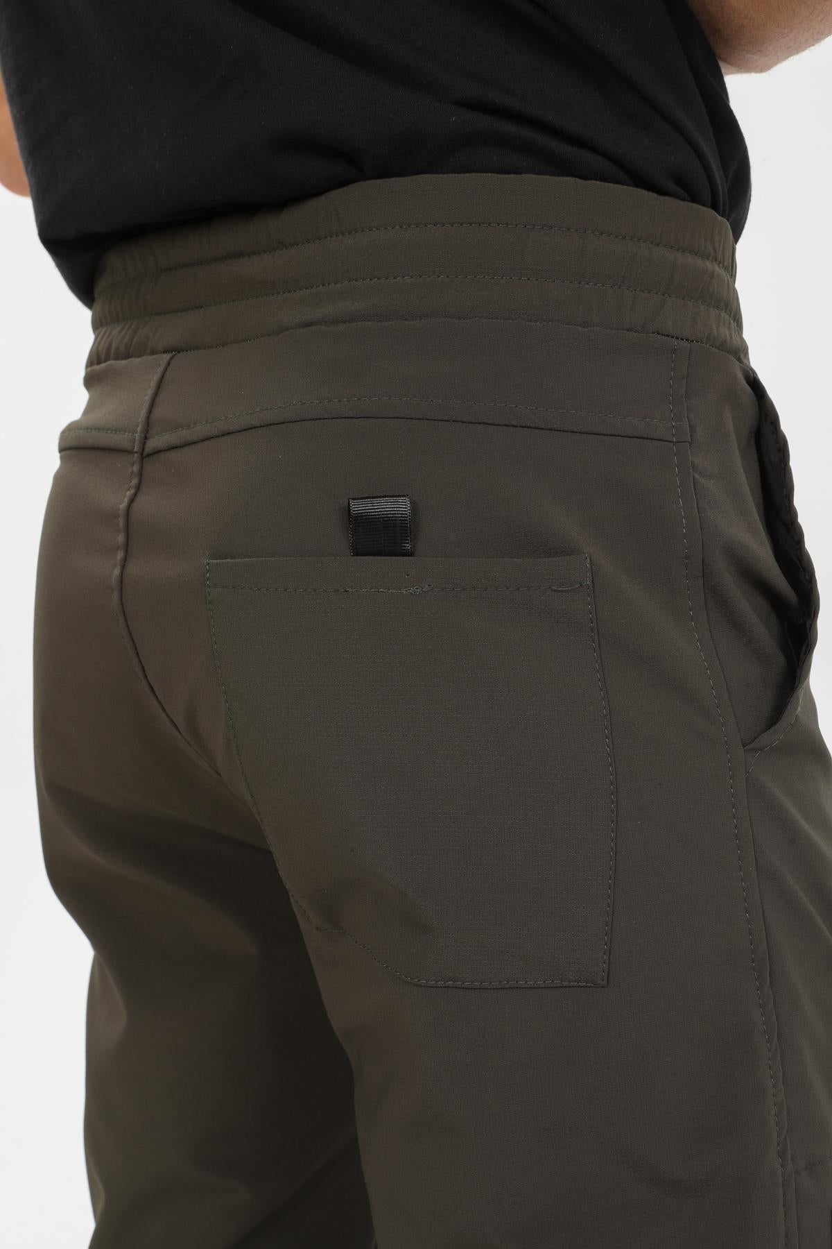 Slim Fit Kargo Cepli Esnek Lamine Kumaş Erkek Pantolon