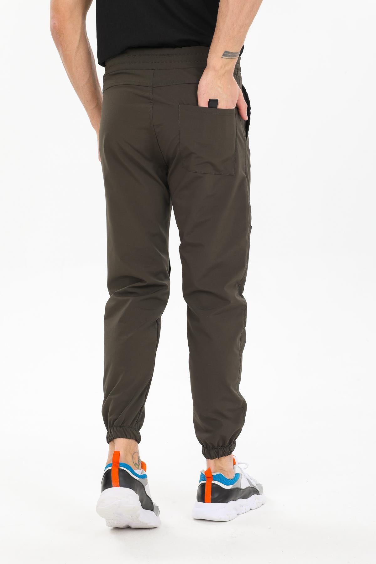 Slim Fit Kargo Cepli Esnek Lamine Kumaş Erkek Pantolon
