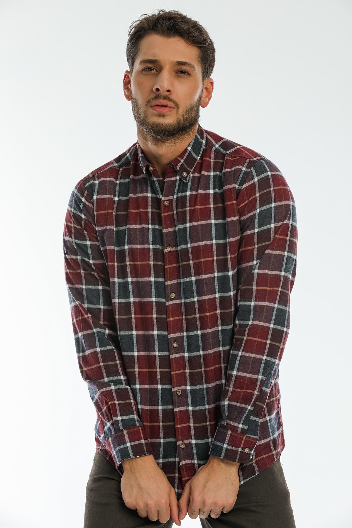 Back buttoned Fland with Flash Pockets without Pockets Men's Shirt