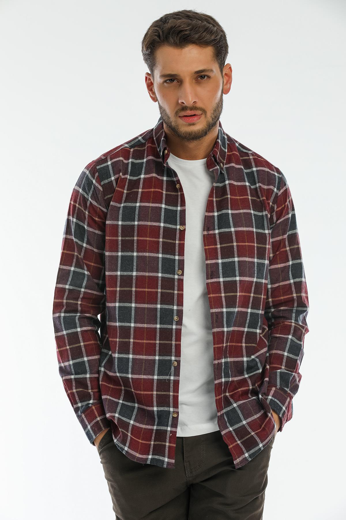 Back buttoned Fland with Flash Pockets without Pockets Men's Shirt