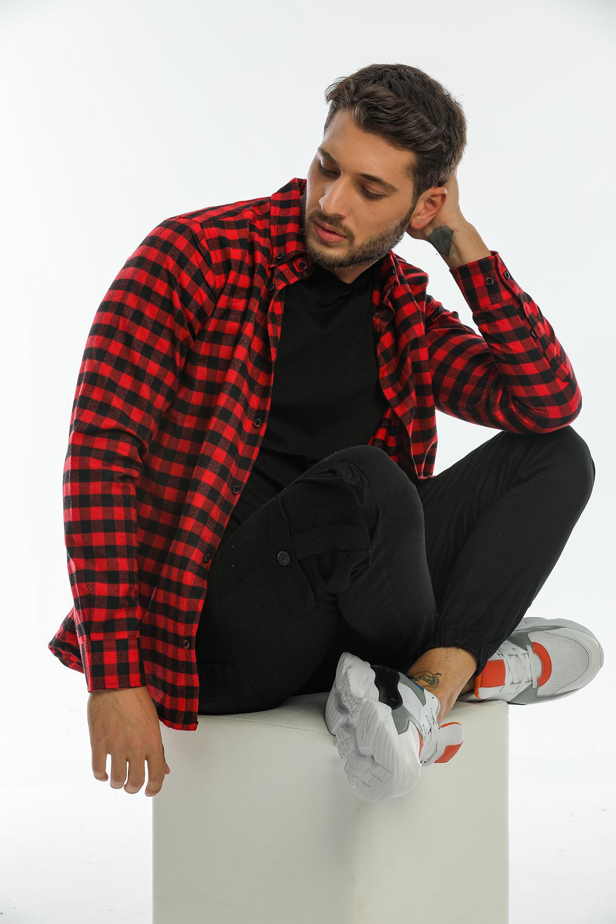 Back buttoned Fland with Flash Pockets without Pockets Men's Shirt