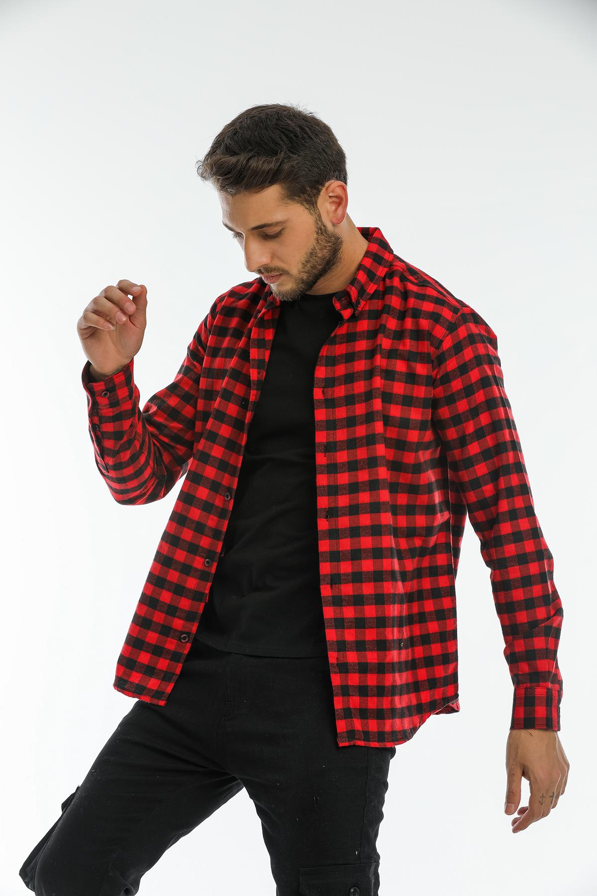 Back buttoned Fland with Flash Pockets without Pockets Men's Shirt