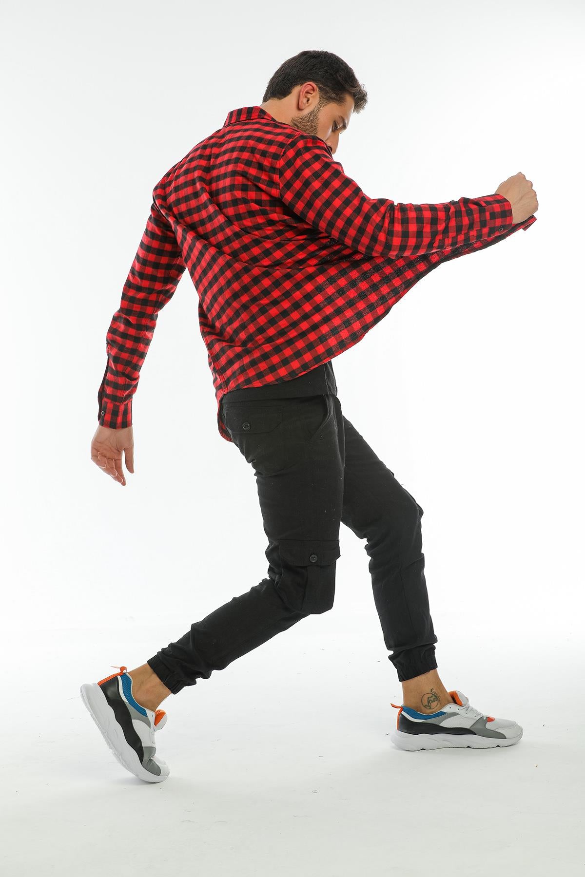 Back buttoned Fland with Flash Pockets without Pockets Men's Shirt