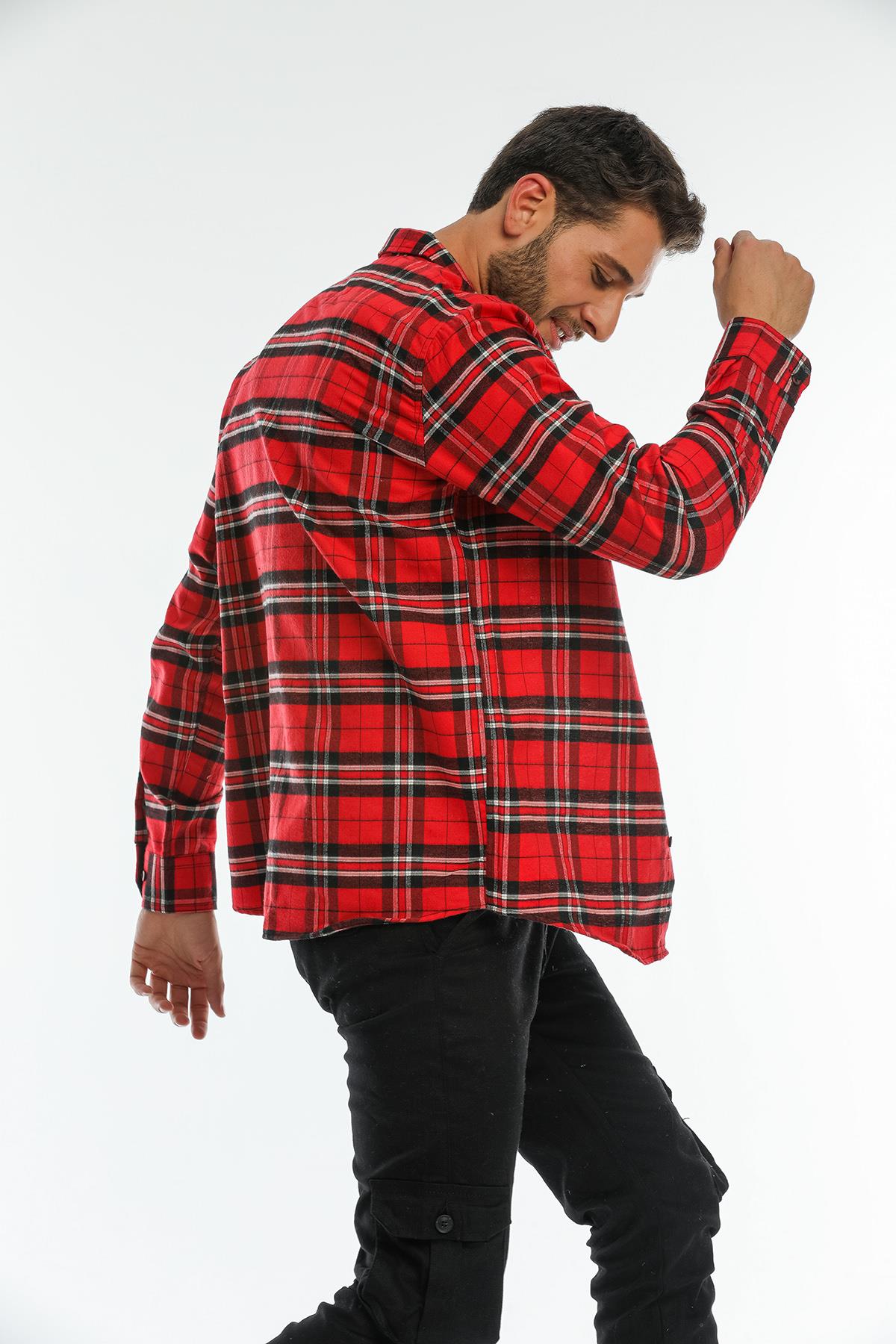 Back buttoned Fland with Flash Pockets without Pockets Men's Shirt