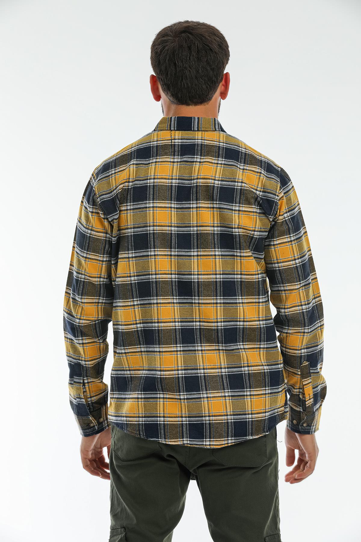 Back buttoned Fland with Flash Pockets without Pockets Men's Shirt