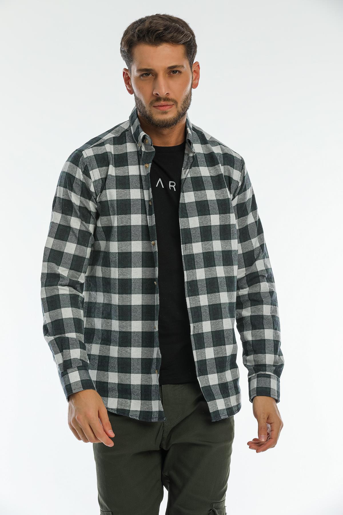 Back buttoned Fland with Flash Pockets without Pockets Men's Shirt