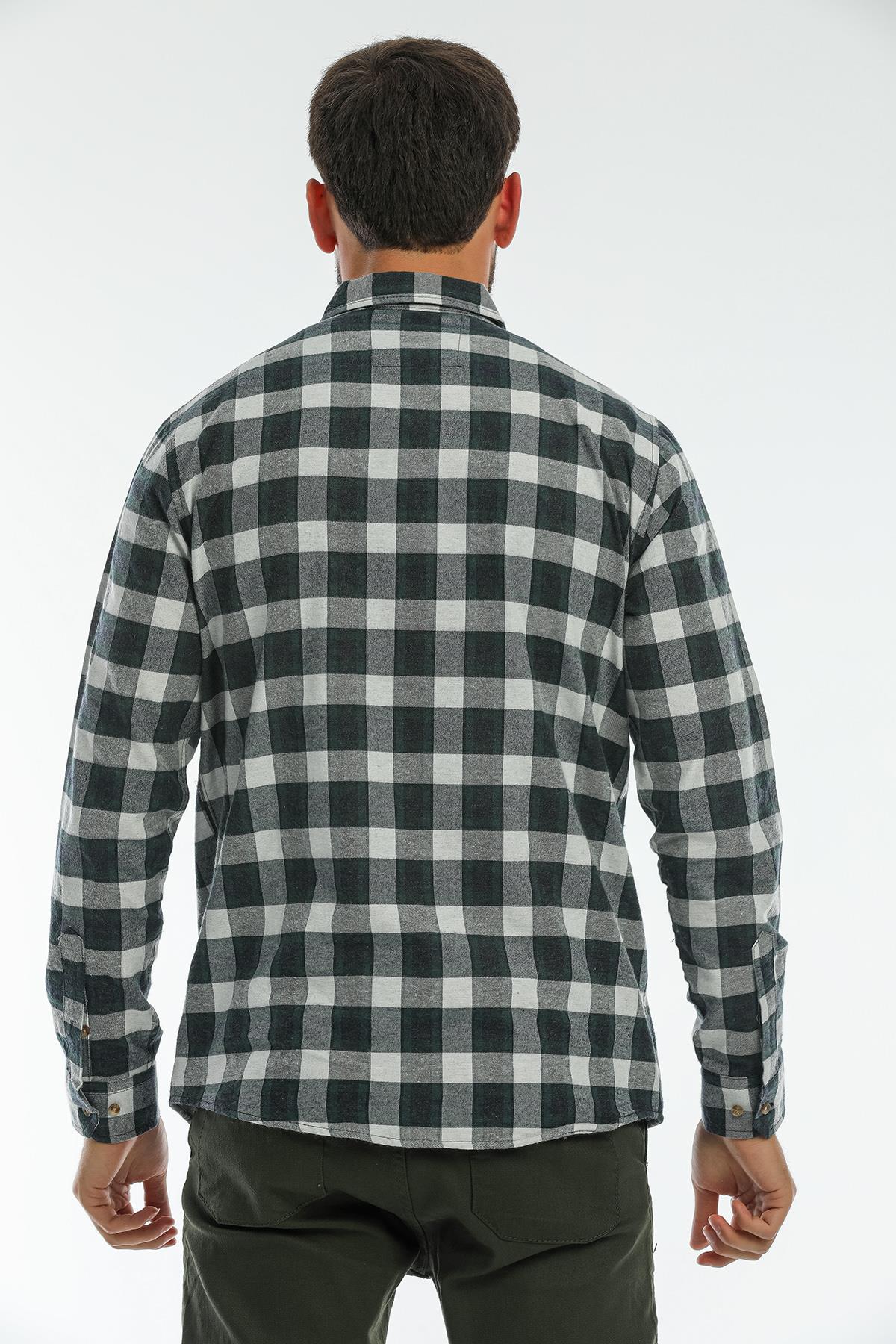 Back buttoned Fland with Flash Pockets without Pockets Men's Shirt