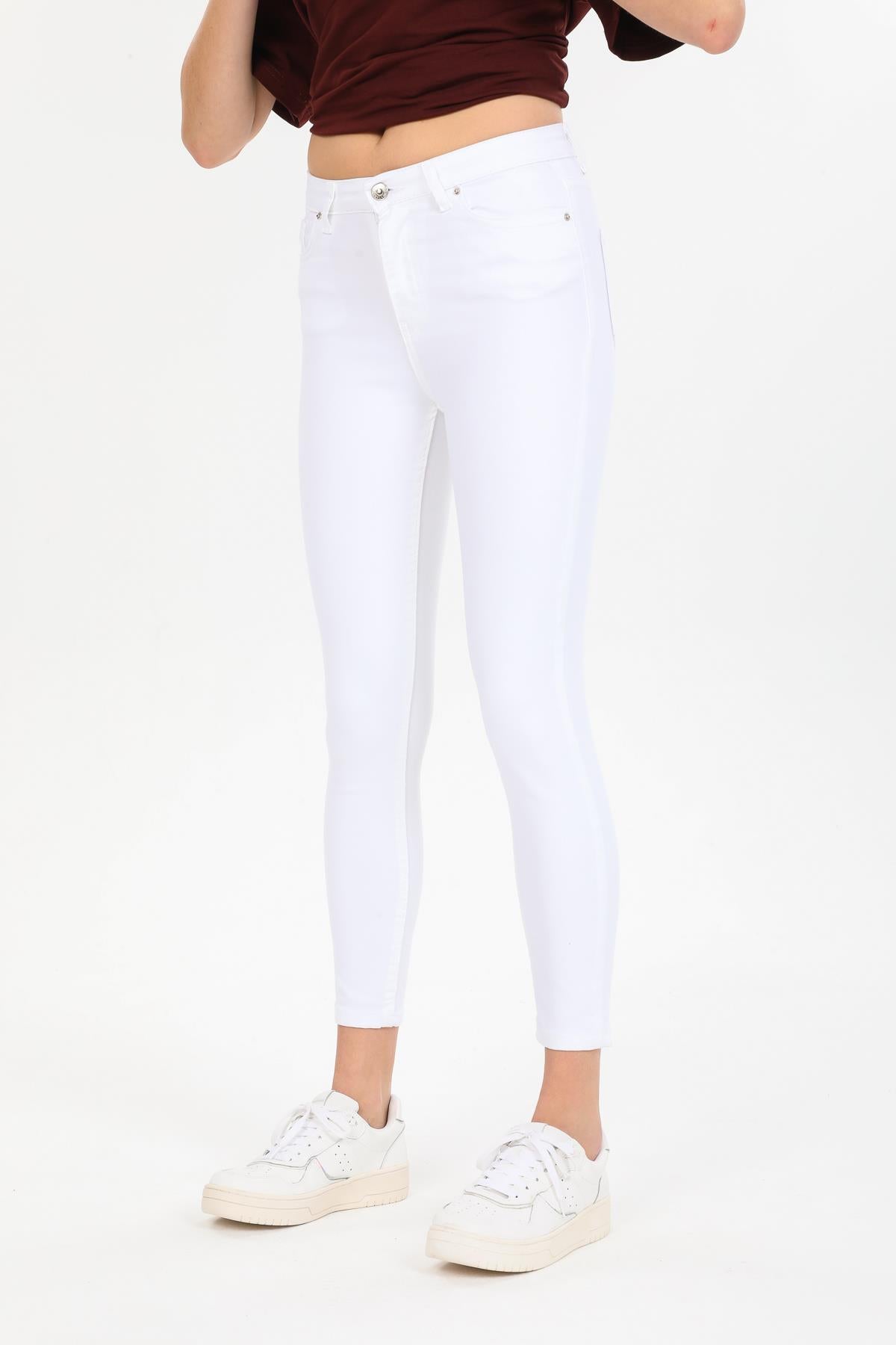 Yüksek Bel Beş Cep Skinny Jeans Jegging Kadın Pantolon