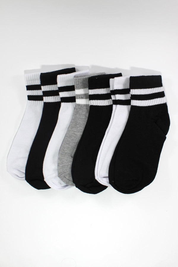 Pack of 7 Cotton Colorful Striped Half Socks Men's - Women's Unisex Socks