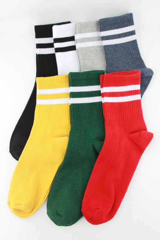 7'li paket renkli çizgili renkli yarım Konç Erkek Unisex Çorap