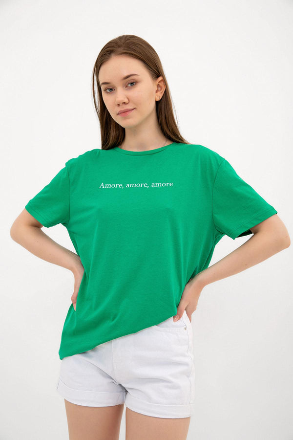 Amor Printed Oversize 100% Cotton Women's T-Shirt