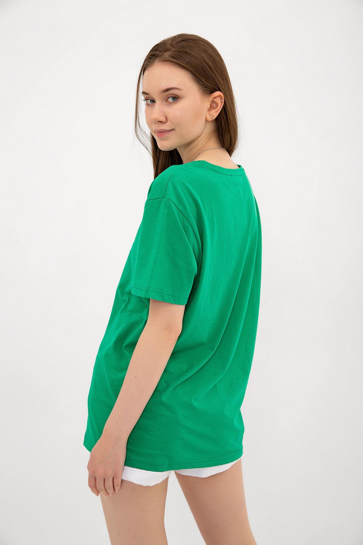 Amor Baskılı Oversize %100 Pamuk Kadın Tişört