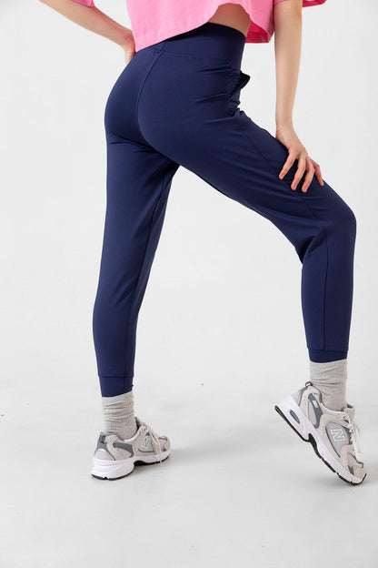 Beli Lastikli, Çift Cepli, toparlayıcı Yüksek Bel Jogger Eşofman Altı Joggers