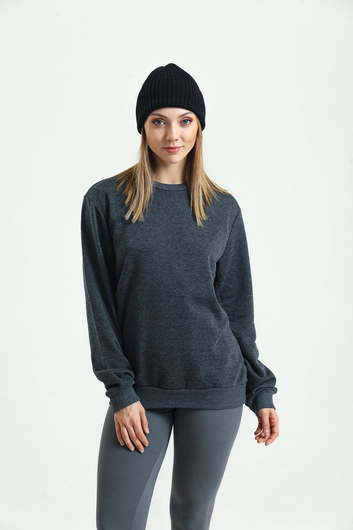 Bisiklet Yaka Oversize Basic Kadın Sweatshirt Domoda