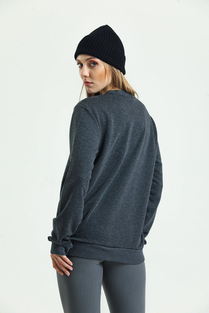 Bisiklet Yaka Oversize Basic Kadın Sweatshirt Domoda