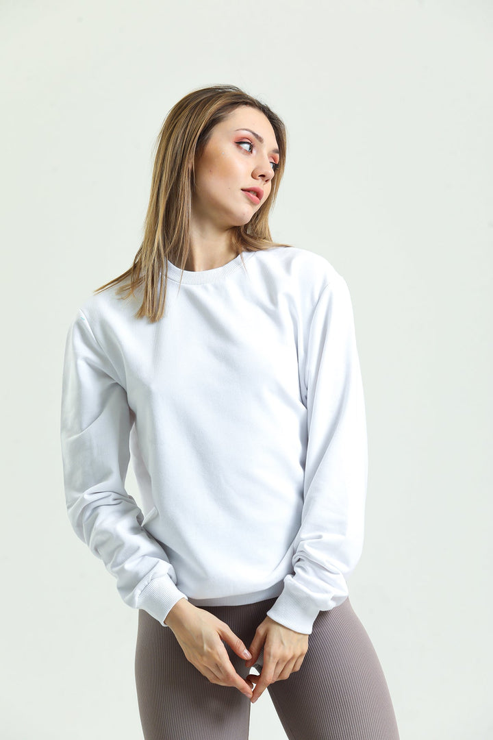 Bisiklet Yaka Oversize Basic Kadın Sweatshirt Domoda