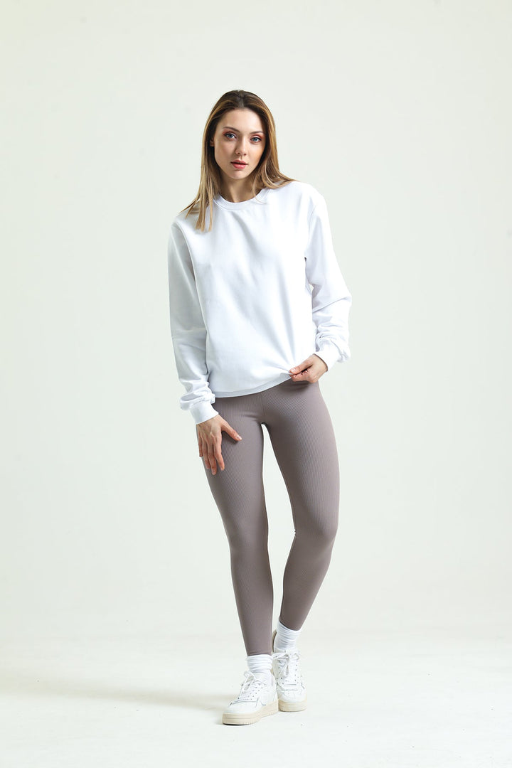 Bisiklet Yaka Oversize Basic Kadın Sweatshirt Domoda