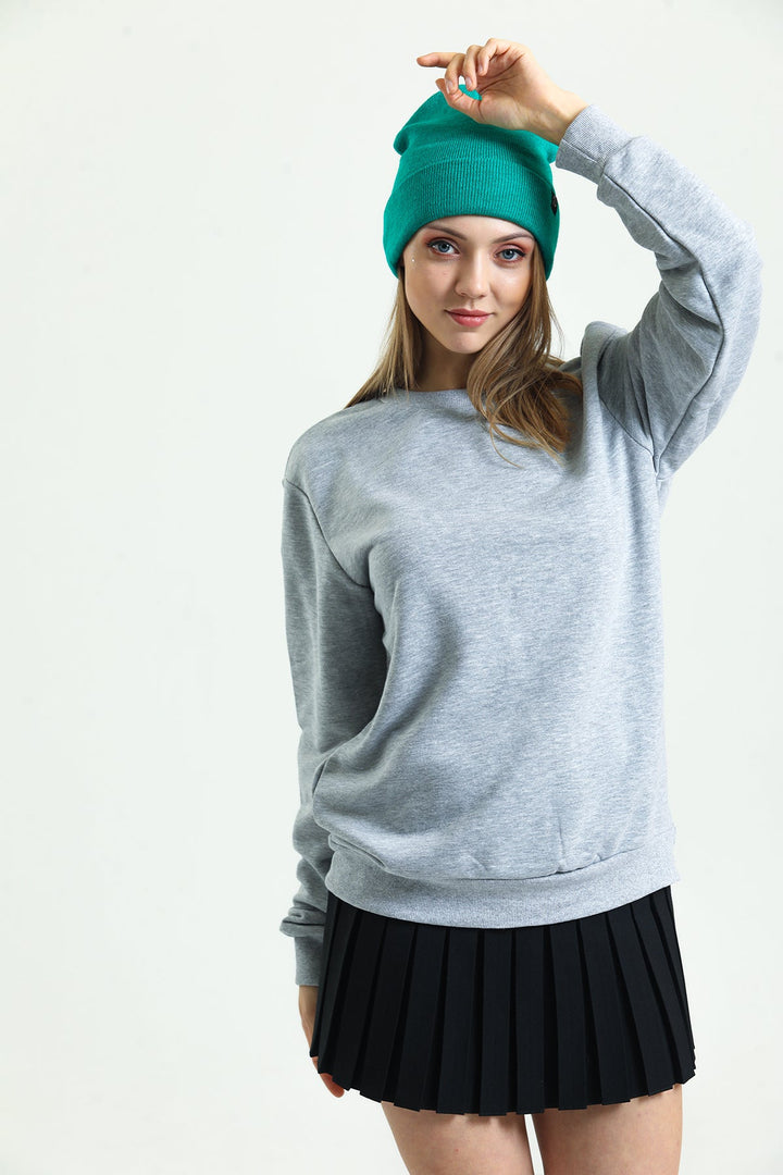 Bisiklet Yaka Oversize Basic Kadın Sweatshirt Domoda
