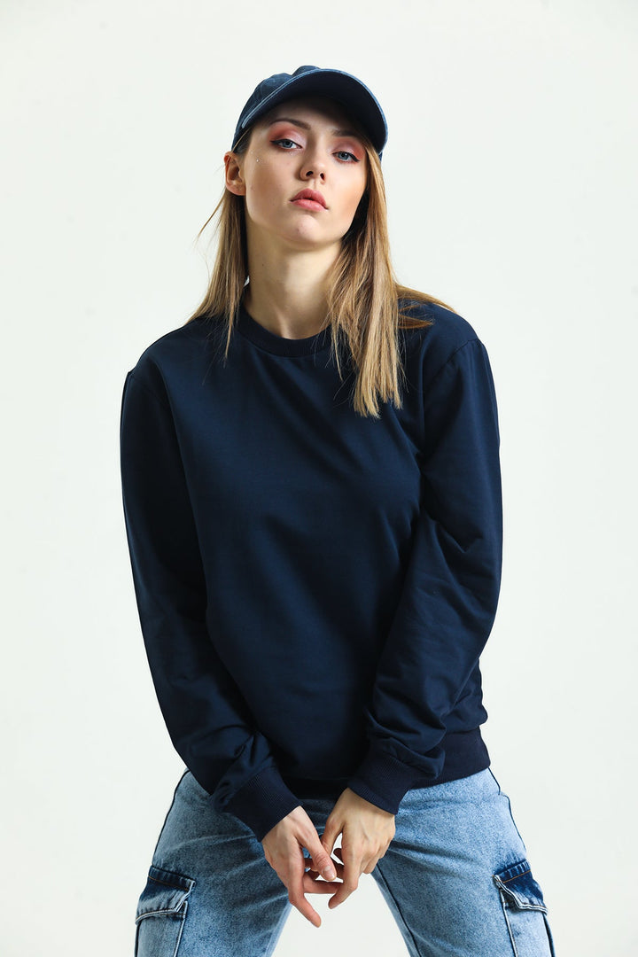 Bisiklet Yaka Oversize Basic Kadın Sweatshirt Domoda
