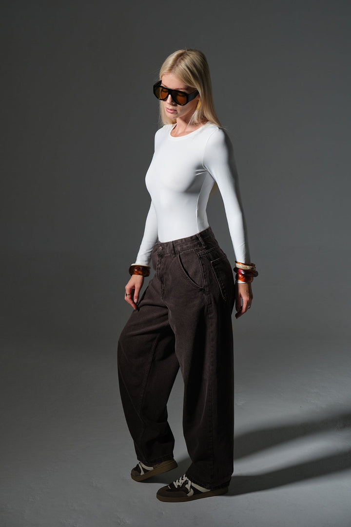 Bol Kesim Ekstra Yüksek Bel Balloon fit baggy Jean Kot Salaş Kadın Pantolon @Cuneo Balon Maule