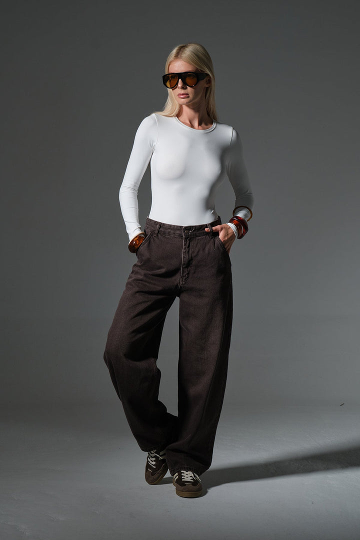 Bol Kesim Ekstra Yüksek Bel Balloon fit baggy Jean Kot Salaş Kadın Pantolon @Cuneo Balon Maule