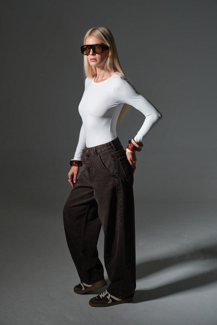 Bol Kesim Ekstra Yüksek Bel Balloon fit baggy Jean Kot Salaş Kadın Pantolon @Cuneo Balon Maule