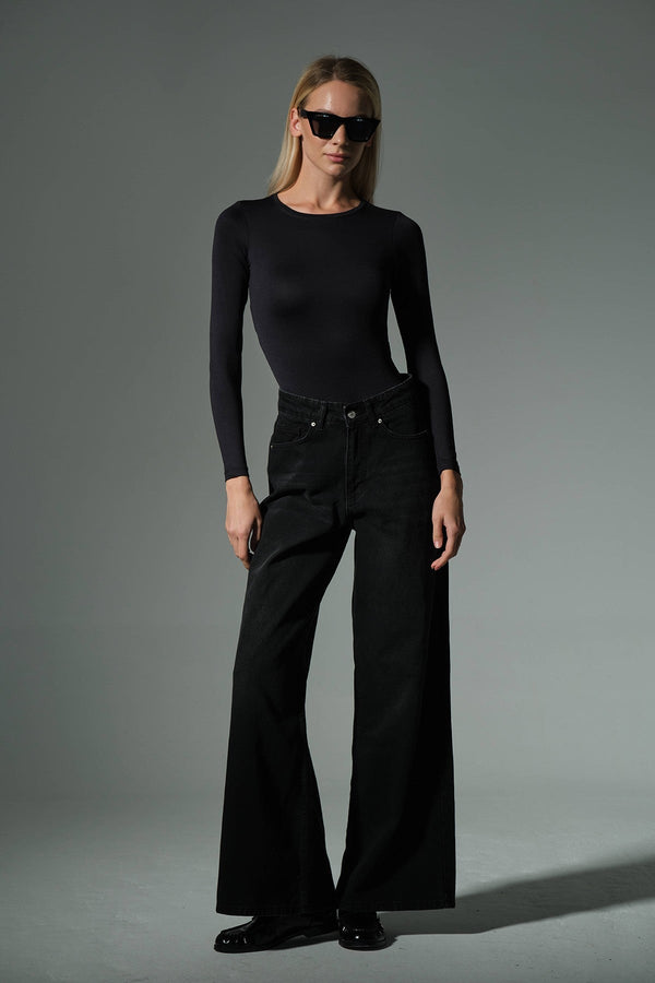 Bol Kesim Geniş Paça Rahat Yüksek Bel Palazzo Jean Kot Salaş Kadın Pantolon @Plaza Maule