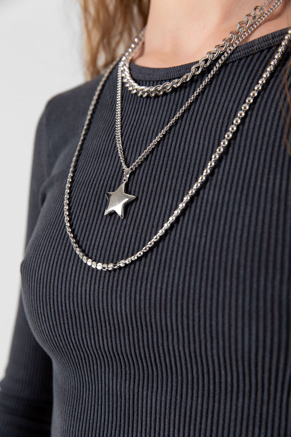 Multiple Metal Chain Star Women's Bijouterie Necklace