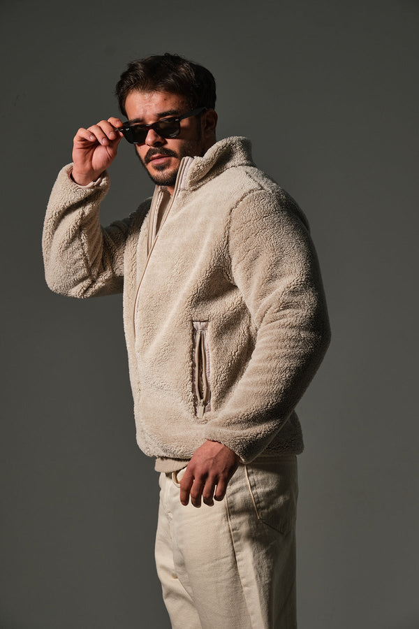 Dışı Şerpa, İçi Polar Fermuar Cepli Kapüşonlu Fermuarlı Spor Erkek Mont @Monaco Maule