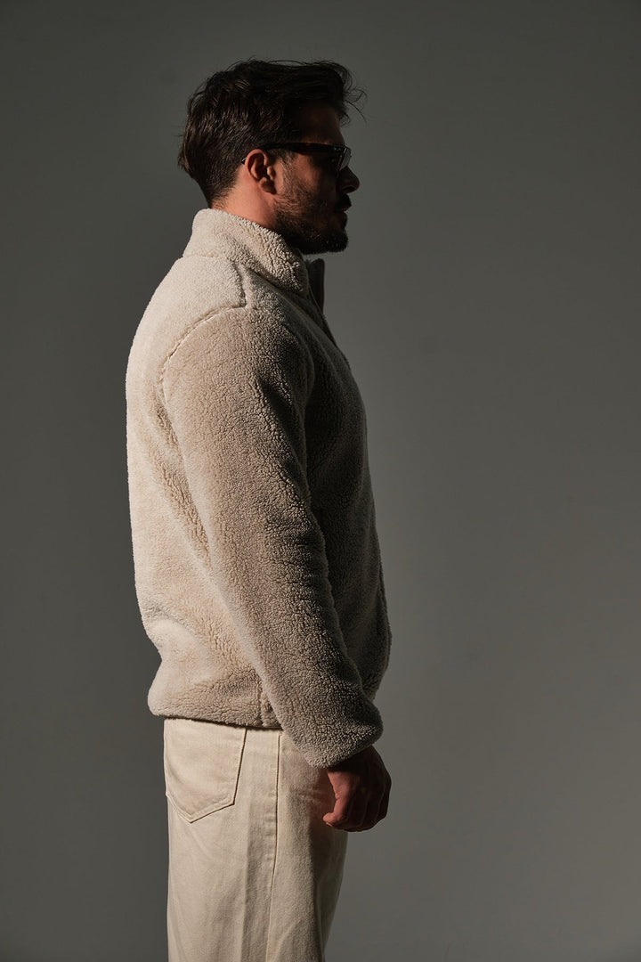 Dışı Şerpa, İçi Polar Fermuar Cepli Kapüşonlu Fermuarlı Spor Erkek Mont @Monaco Maule