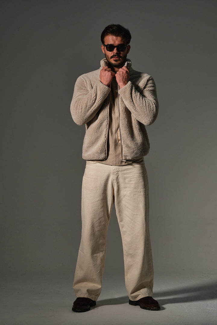 Dışı Şerpa, İçi Polar Fermuar Cepli Kapüşonlu Fermuarlı Spor Erkek Mont @Monaco Maule