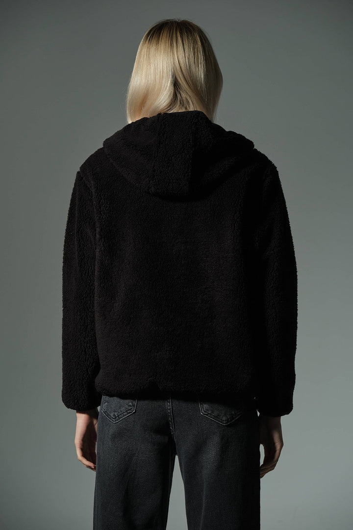 Dışı Suni Kürk, İçi Polar Fermuar Cepli Kapüşonlu Fermuarlı Spor Kadın Mont @Zaragoza Maule