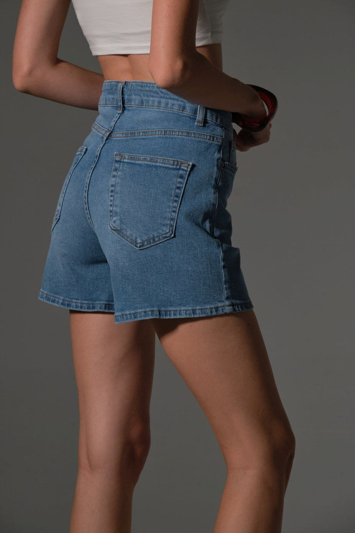 Esnek Denim Kumaş Pamuk Elastan 5 cep kot mini kadın jean şort Maule
