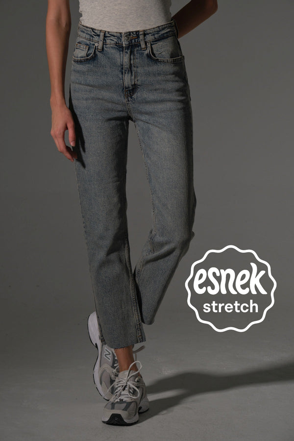 Esnek Pamuklu Kumaş Kesik Paça  5 cep Skinny Slim  Kadın Jean Pantolon @Kosova Maule
